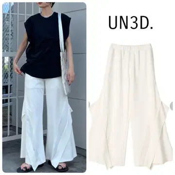 안스리드/UN3D. 턴오버 컷 팬츠 와이드 팬츠 허리밴딩