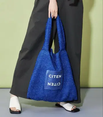 CITEN 반짝이는 클리어 로고 토트백 로얄 블루