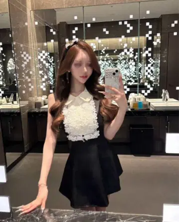 레이스 슬리브리스 미니 원피스