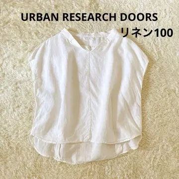 어반 리서치 도어스 린넨 100% 블라우스 셔츠 화이트 반팔