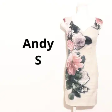 하자품 Andy 원피스 S 슬리브리스 무릎 기장 꽃무늬 화려한 핑크