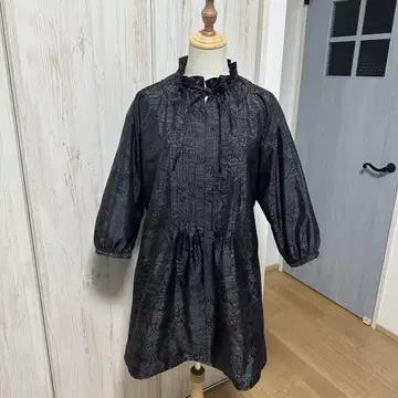 기모노 리메이크 오시마 명주에서 핀턱 칼라 개더 튜닉 (L)