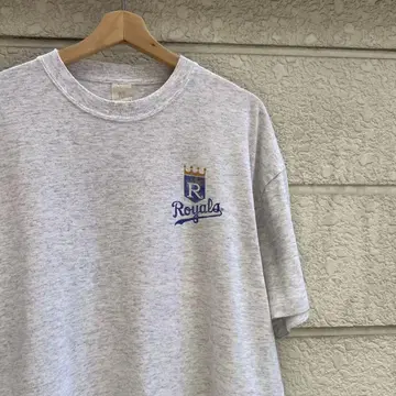 90s USA 구제 의류 라이트 그레이 야구 프린트 티셔츠 XL 빈티지
