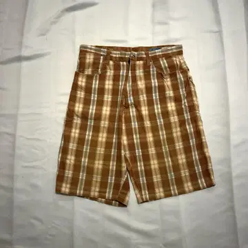 체크 반바지 브라운 계열 하프 팬츠 used