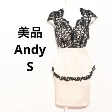 새상품급 Andy 원피스 슬리브리스 무릎 기장 드레스 페플럼 레이스