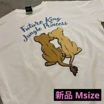 디즈니 라이온 킹 심바 나라 사가라 자수 반팔 티셔츠 M 화이트