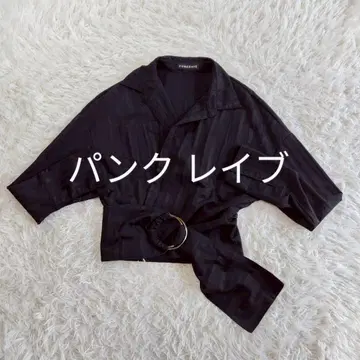 punk rave 긴팔 벨트 크롭 셔츠