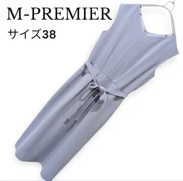 M-PREMIER 슬리브리스 원피스 허리 리본 포함 그레이 블루