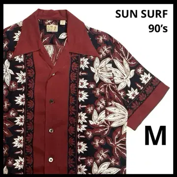새상품급 90S SUN SURF 선 서프 리프 보더 무늬 알로하 셔츠 M