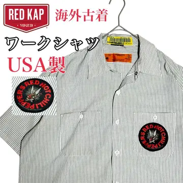 RED KAP 워크 셔츠 USA제 스트라이프 레드 핫 칠리 페퍼스