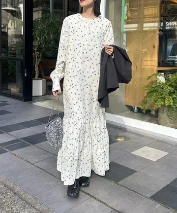mystic 미스틱 꽃무늬 티어드 원피스 아이보리 사이즈 1