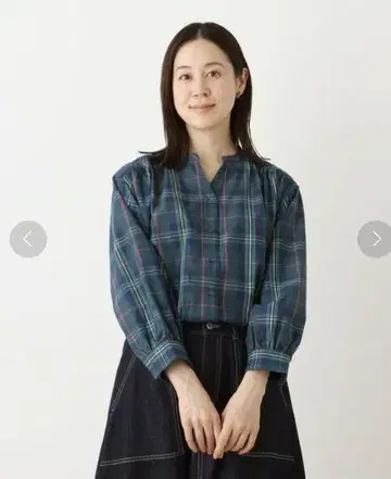 애프터눈 티 타탄 체크 무늬 블라우스 M-L