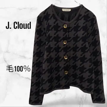 J.Cloud] 울 자켓 가디건 하운드투스 체크 100% 고급스러움 고급