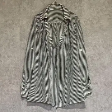 애프터 올 (M) 스트라이프 스키퍼 셔츠 * 비침 * 밑단 끈 * 롤업