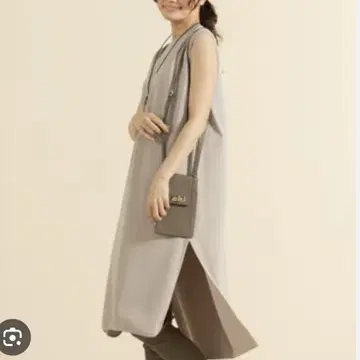 23구 레이온 폴리에스테르 스트레치 원피스 베이지 여성용 브라운