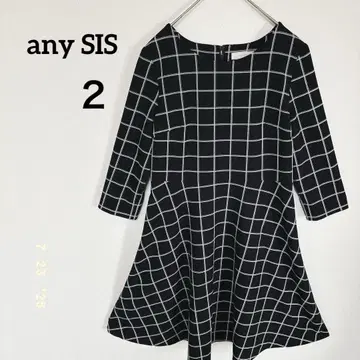 새상품급 무릎 기장 원피스 블랙 체크 anysis 온워드 지퍼 2