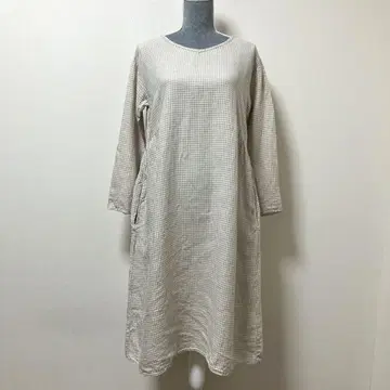 사만사 모스모스 원피스 체크 린넨 100% 린넨 100% 여름