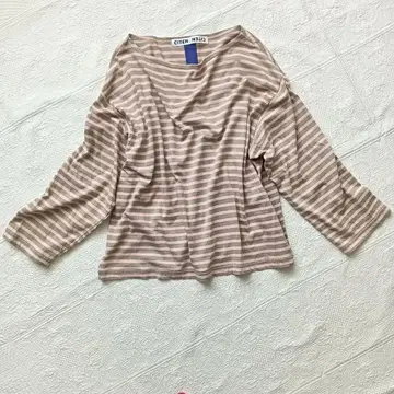 유나이티드 애로우즈 보더 롱 T 핑크 베이지 스트라이프