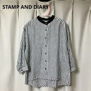 STAMP AND DIARY 린넨 밴드 카라 셔츠 블라우스