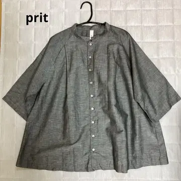 prit 코튼 린넨 셔츠 블라우스 그레이