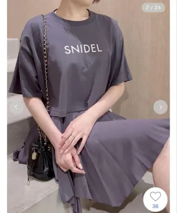 미사용 새상품 택 포함 SNIDEL 로고 티셔츠