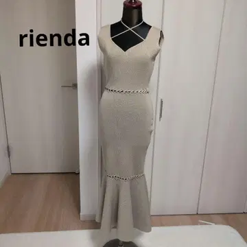 rienda 스트링 머메이드 니트 원피스 베이지 프리 사이즈
