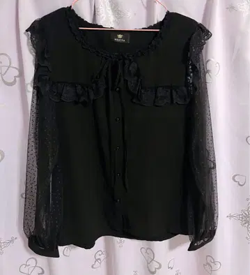 ROJITA 레이스 세일러 블라우스 블랙 긴팔