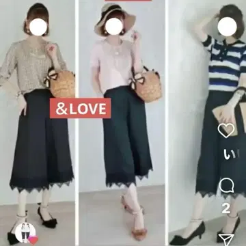 앤드러브 QVC & LOVE 하트 레이스 와이드 팬츠 빅 사이즈 L