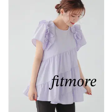fitmore 핏모어 비대칭 페플럼 프릴 블라우스 퍼플