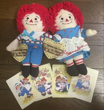 Raggedy Ann & Andy 봉제 인형 세트 + 스티커 4장 포함