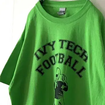 길단 IVY TECH 풋볼 티셔츠 L 라이트 그린 옐로우 그린 구제 의류