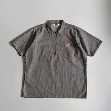 90s USA제 BEN DAVIS 히코리 하프 지퍼 풀오버 셔츠