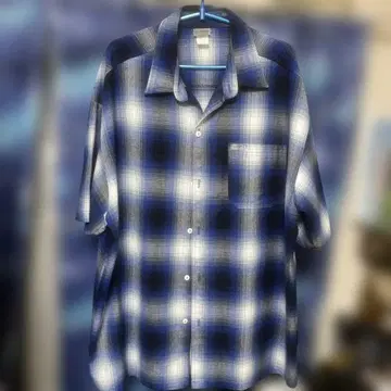 Cal Top 2XL 블루 화이트 체크 플란넬 셔츠