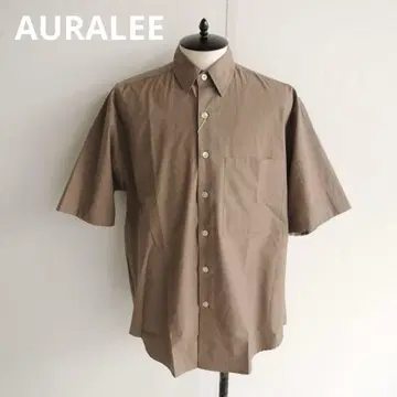 AURALEE "washed finx shirt" 브라운 반팔
