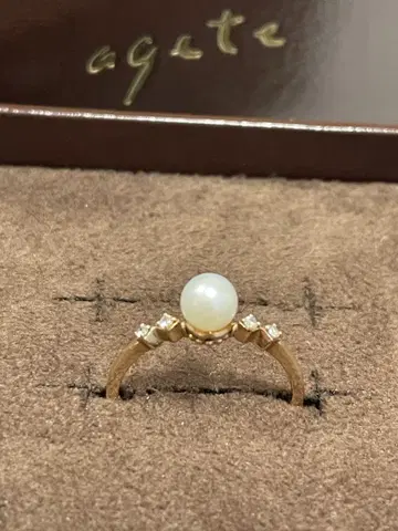 agate 입체 펄 다이아 링 K10 9호