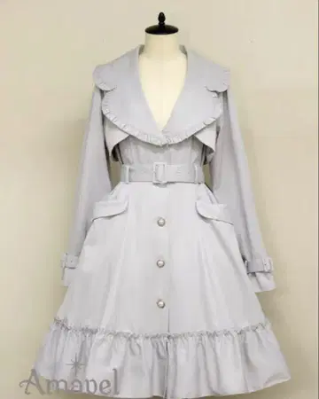Amavel French Frill 트렌치코트 색스 블루