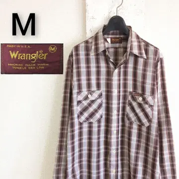 70년대 USA제 웨스턴 셔츠 Wrangler 랭글러 체크 무늬 M