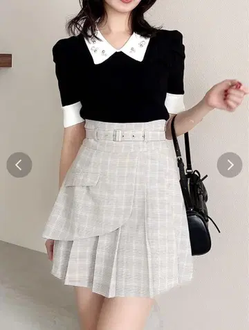dazzlin 레이어드 플리츠 미니 스커트