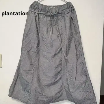 plantation 플랜테이션 스트라이프 롱 플레어 스커트 M