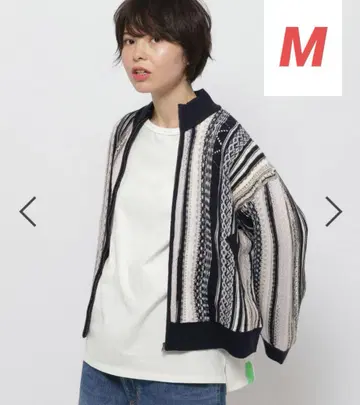 새상품 니코앤드 모듬 스트라이프 지퍼 가디건 네이비 M