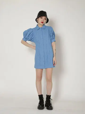 jouetie 코튼 레이스 원피스 블루 스카이블루