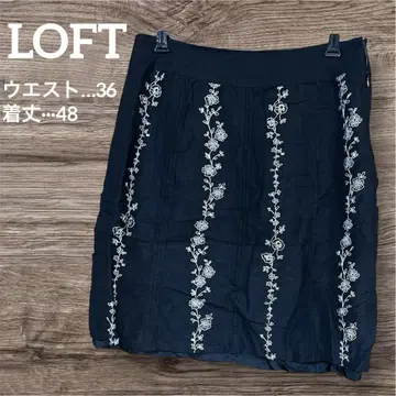 LOFT 로프트 블랙 플라워 자수 타이트 스커트 스커트 검정