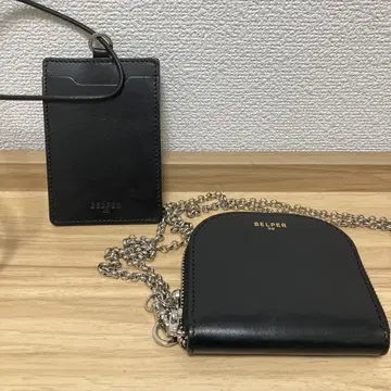 새상품급 BELPER 코인 케이스 체인 블랙 검정 카우 가죽 지갑