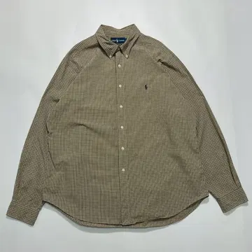 랄프 로렌 긴팔 셔츠 XL 올리브 카키 체크 빅 5941