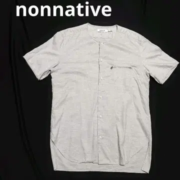 nonnative 노네이티브 노카라 반팔 셔츠 라이트 그레이
