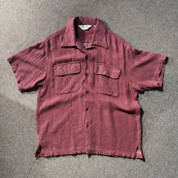 Wrangler 린넨 레이온 오픈 카라 박스 컷 오픈 카라 셔츠