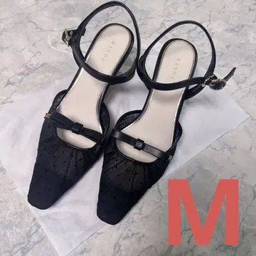 RANDA 시어 리본 스트랩 펌프스 블랙 M