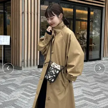 스탠드 카라 롱 코트 카멜 S