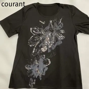 새상품 courant 꽃무늬 스팽글 큐빅 티셔츠 반팔 L
