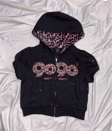 9090 걸 로고 글리터 지퍼 후드 집업 S